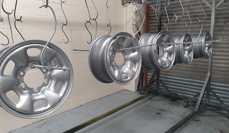 Silver powder coated wheels
