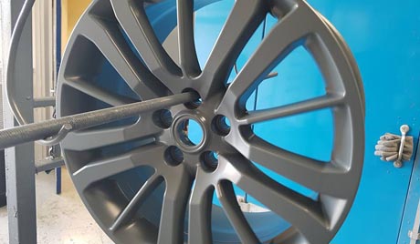 Wheels powder coating close up